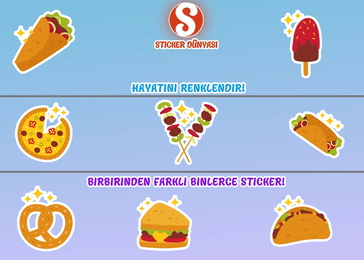 Fast Food Desenli Lezzetli Sticker Koleksiyonu (FastFood3) görsel 4